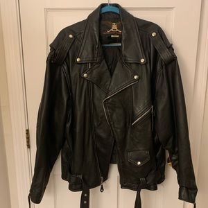 Black Leather Moto Jacket XL Vanguard